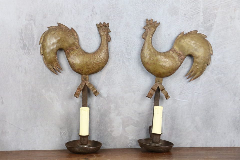 Vintage Brass Cockerel Wall Lights