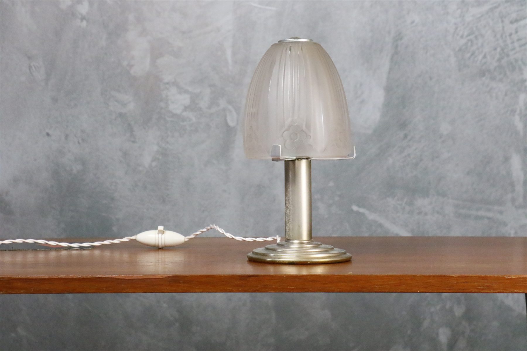 Art Deco Silvered Metal Table Lamp with Floral Motifs