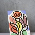 Vintage Postmodern Ceramic Flower Tile – photo 1