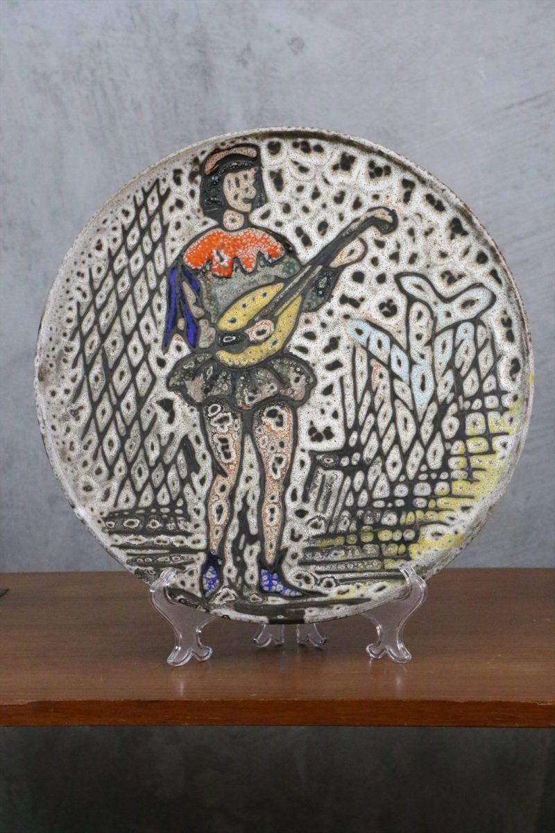 Mid-Century Large Ceramic Plate — Huguette Bessone