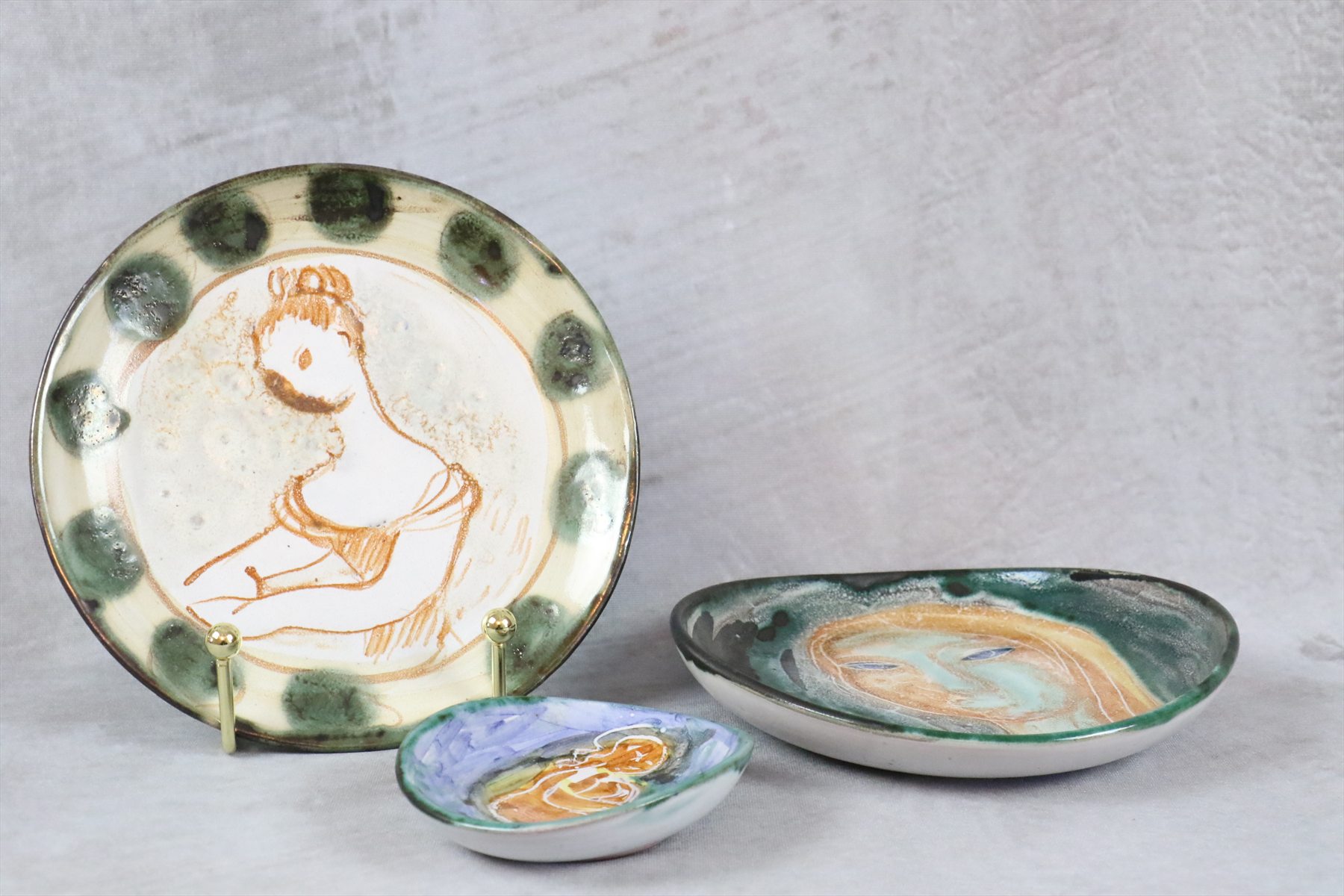 Set of Three Vintage Ceramic Plates