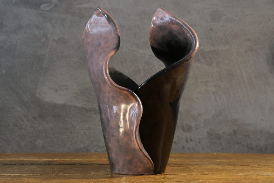 Sculptural Ceramic Vase in Pink and Black Glaze — Jova