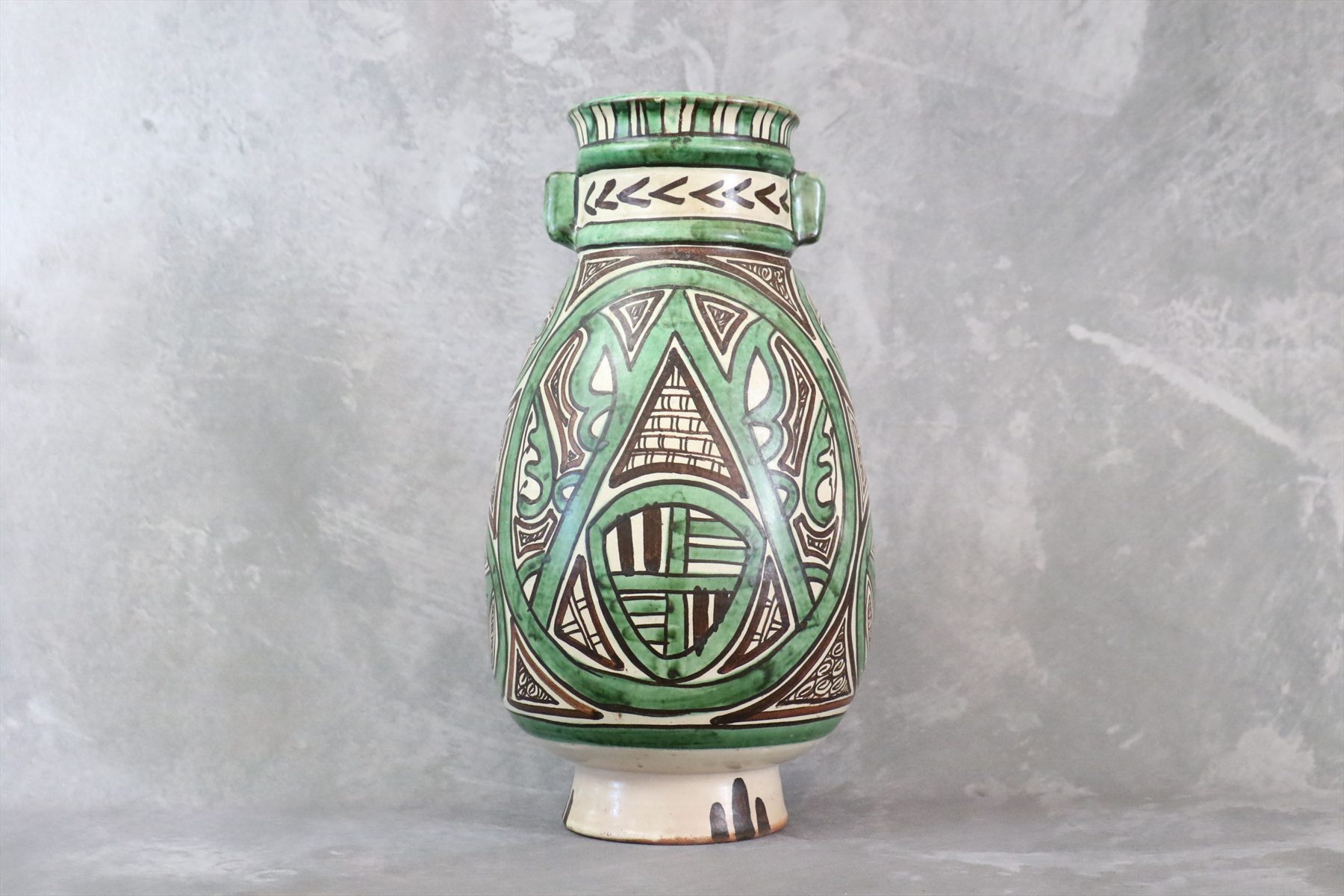 Mid-Century Hand-Painted Ceramic Vase