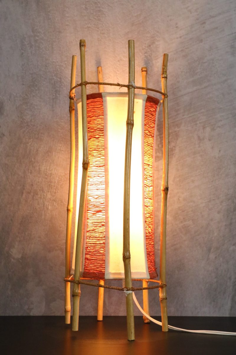 Mid-Century Two-Tone Bamboo and Rattan Table Lamp — Louis Sognot
