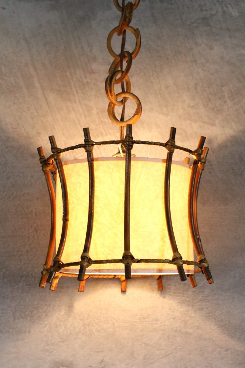 Mid-Century Rattan Pendant Light