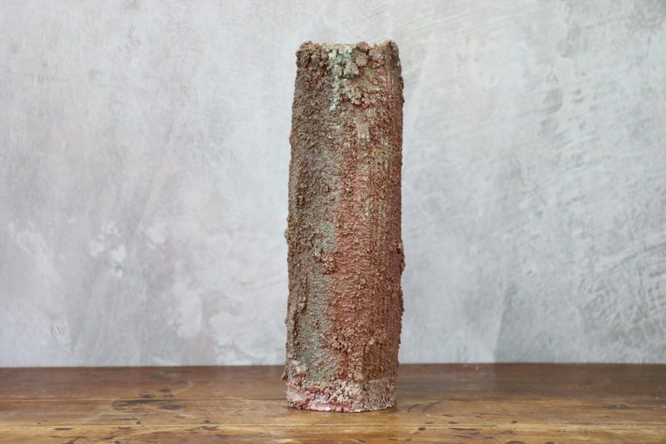 Textured Rust Brown and Green Glazed Ceramic Vase — Robert Chiazzo