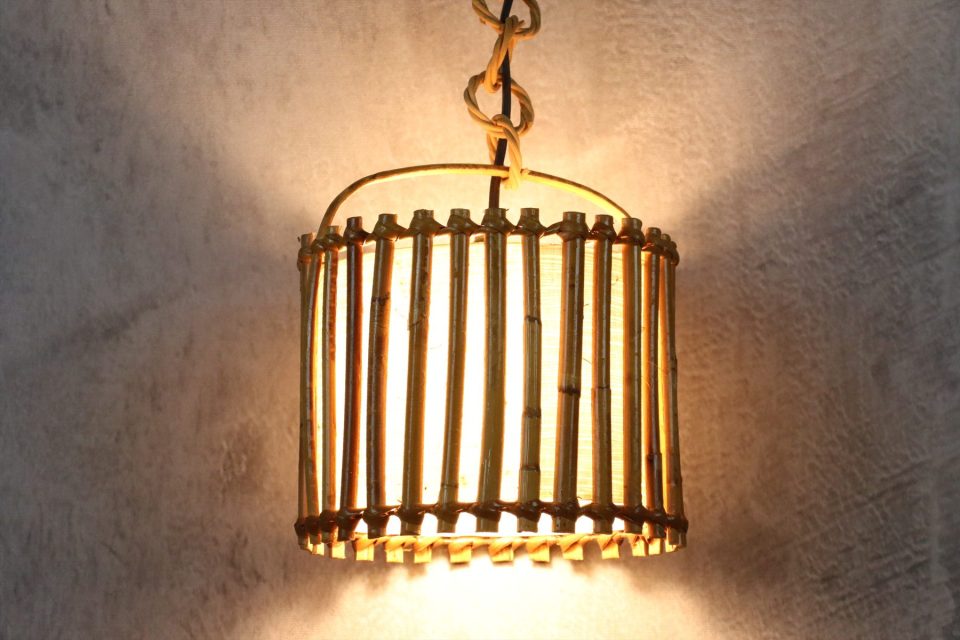 Mid-Century Modern Bamboo and Rattan Chandelier — Louis Sognot