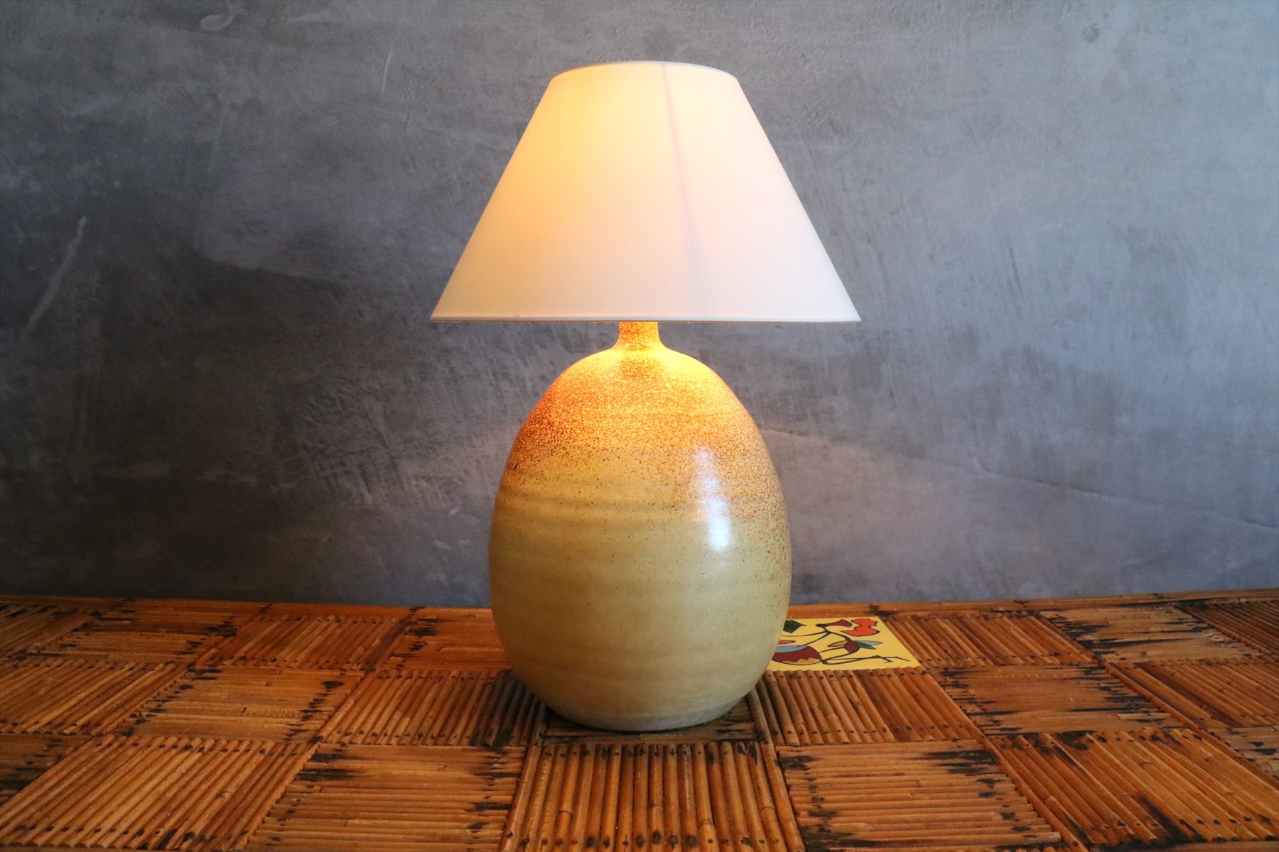 Warm Ochre and Brown Glazed Ceramic Table Lamp