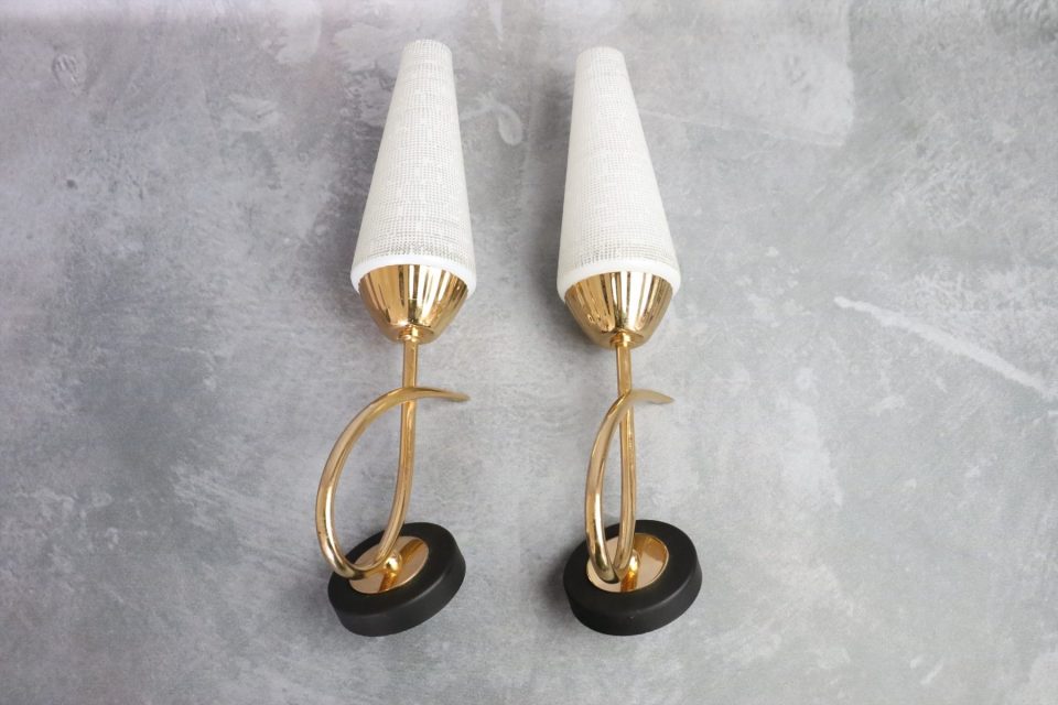 Mid-Century Modern Brass and Glass Wall Lights — Arlus