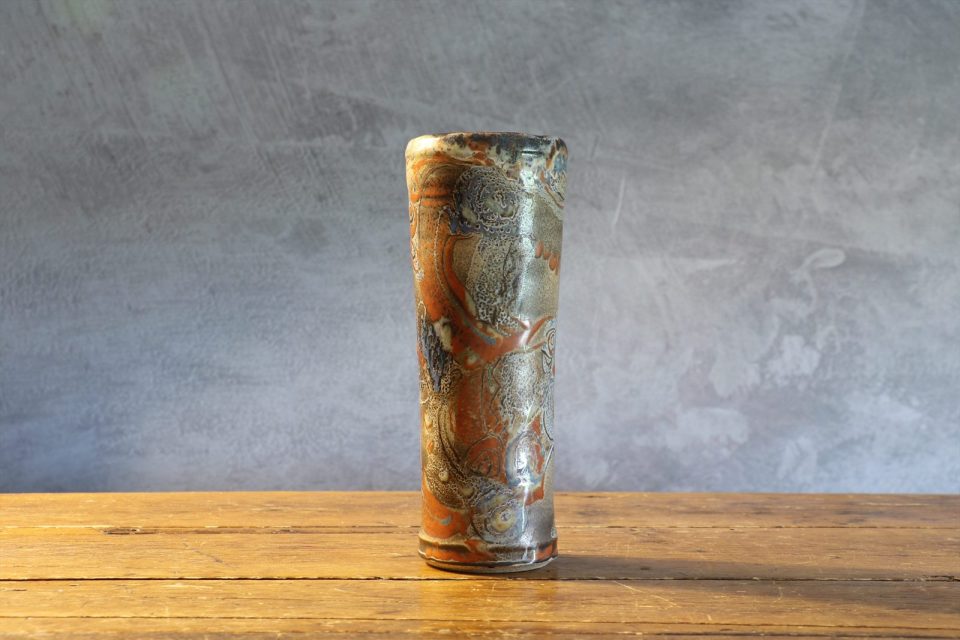 Vintage Cylindrical Stoneware Vase