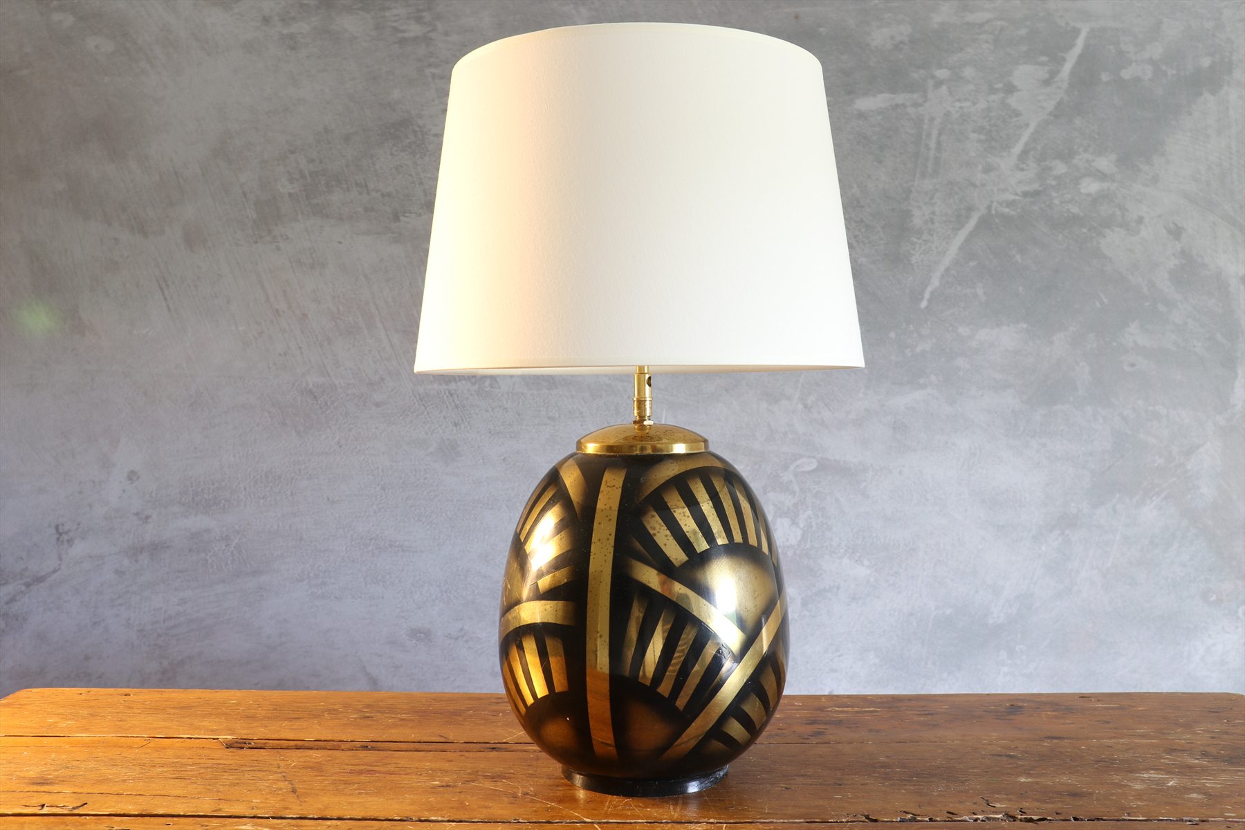 Art Deco Dinanderie Brass Table Lamp
