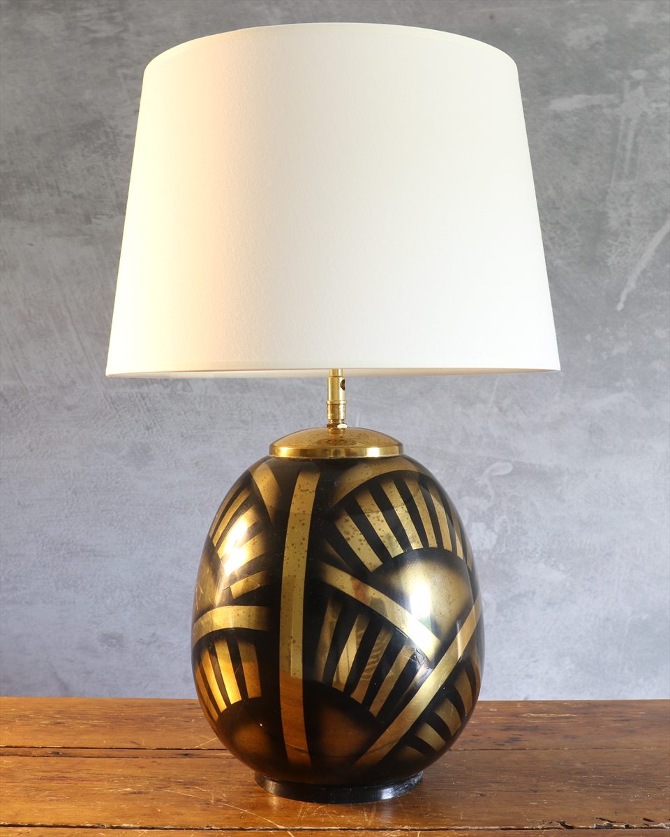 Art Deco Dinanderie Brass Table Lamp — Obert