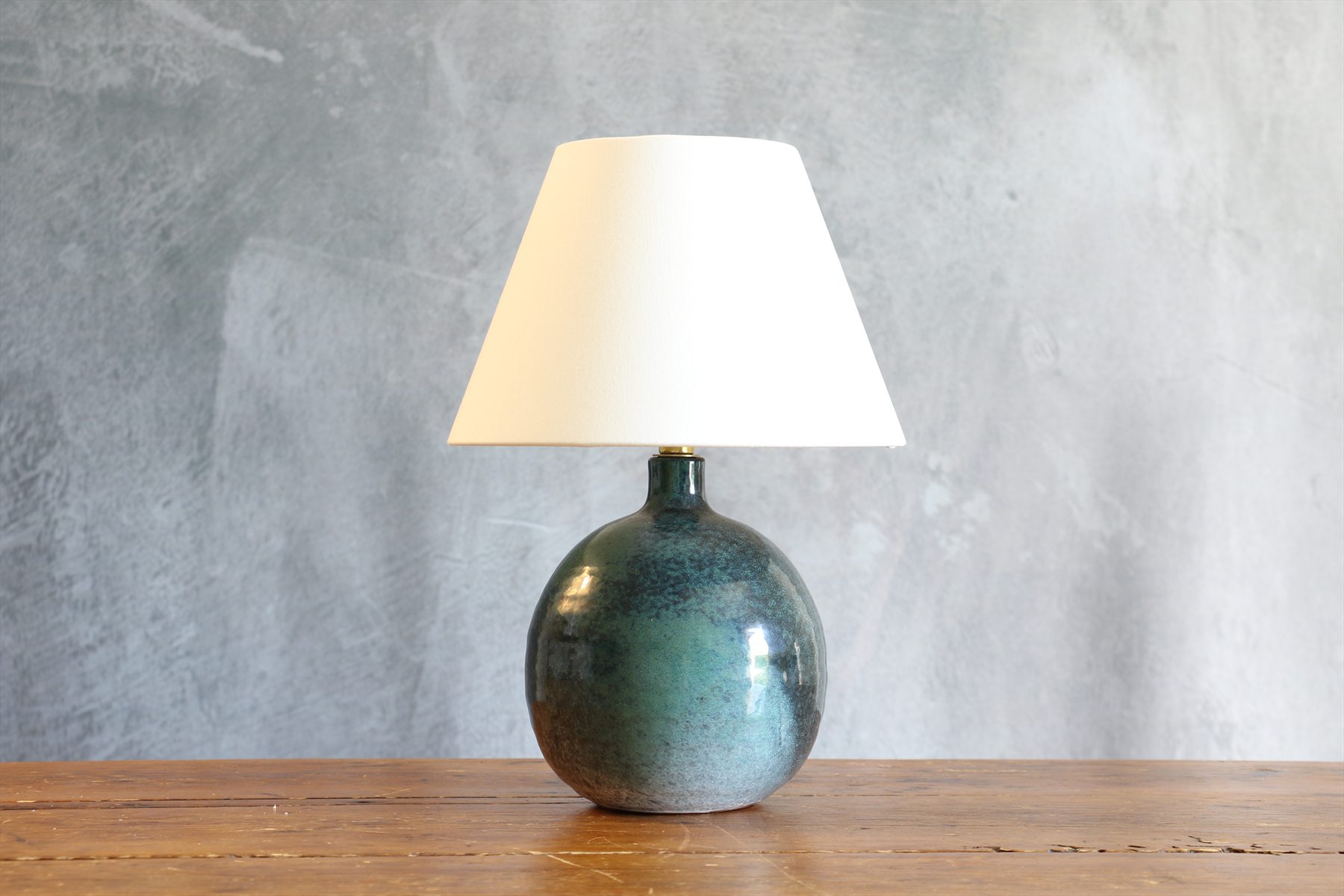 Vintage Teal Blue Glazed Ceramic Table Lamp