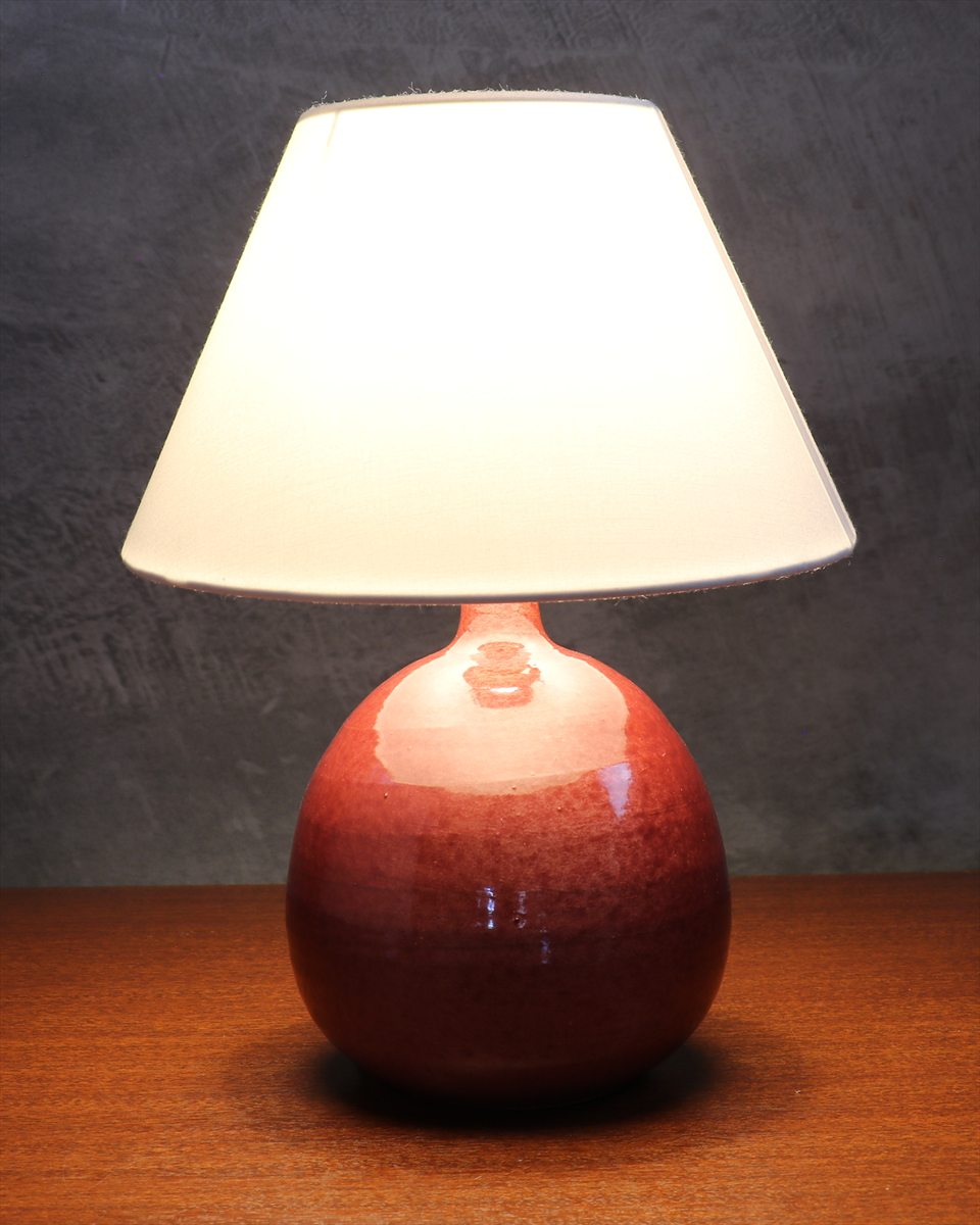 Burgundy Glazed Ceramic Table Lamp — Roland Zobel