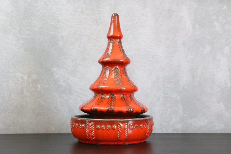 Orange-Red Glazed Ceramic Christmas Tree Sculpture — Jasba