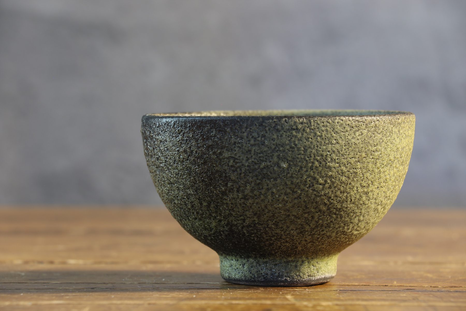Moss Green Lava Glazed Footed Ceramic Bowl