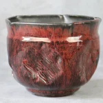 Oxblood Red and Black Stoneware Pot – photo 1