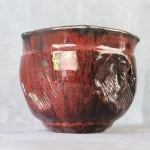 Oxblood Red and Black Stoneware Pot – photo 3