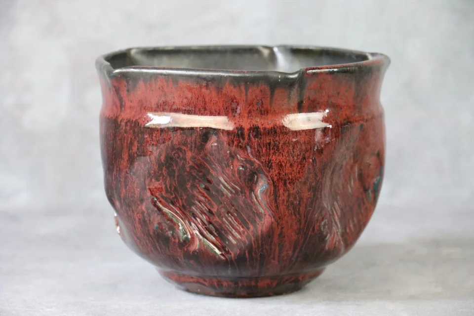 Oxblood Red and Black Stoneware Pot — Alain Gaudebert