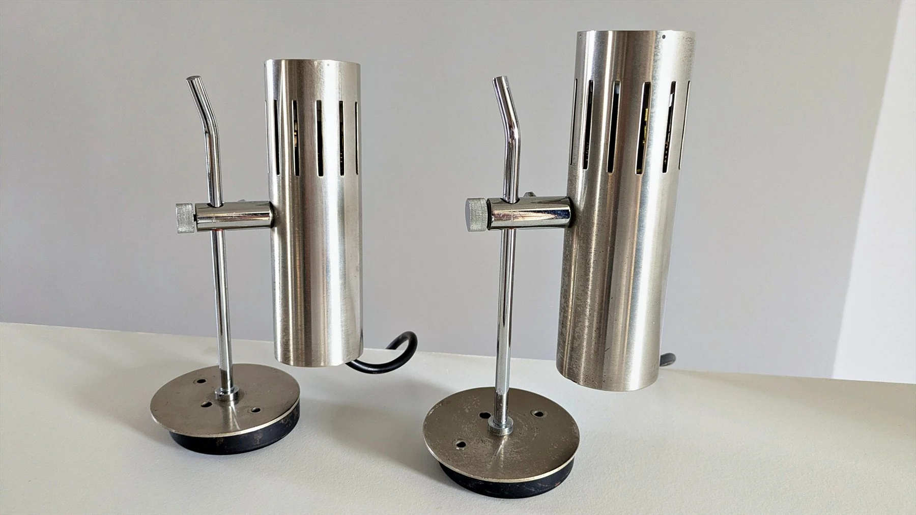 Pair of Vintage Brushed Aluminum Wall Lamps