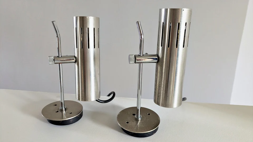 Pair of Vintage Brushed Aluminum Wall Lamps — Alain Richard