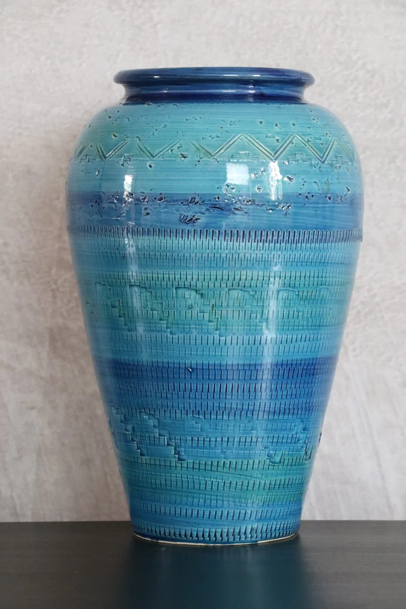 Large Terracotta Vase in Rimini Blue — Aldo Londi for Bitossi