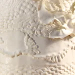 Hand Built White Porcelain Vase with Lace Imprints – photo 3