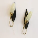 Pair of Vintage Metal and Brass Wall Lights – photo 1