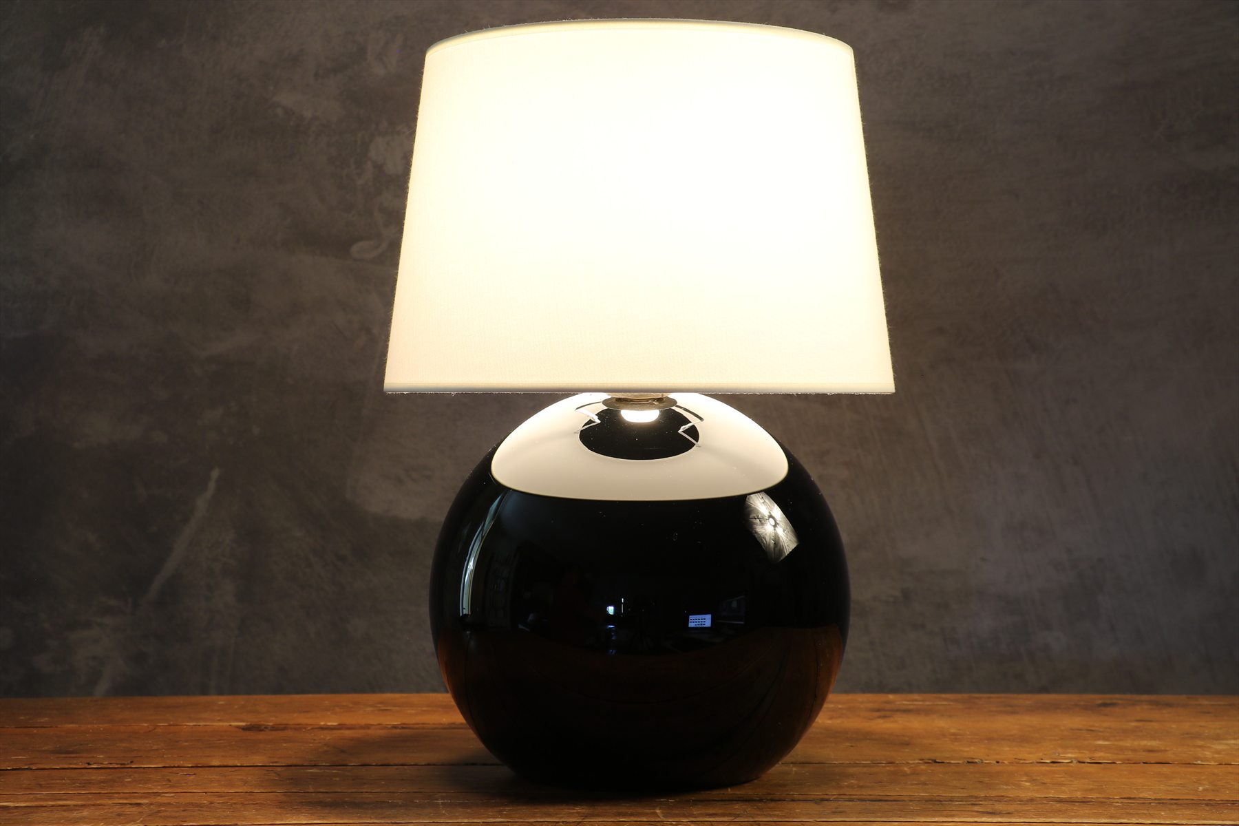 Black Glass and Brass Table Lamp