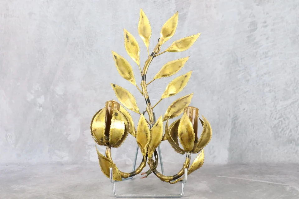 Mid-Century Brass Foliage Wall Light — Attributed to Maison FlorArt