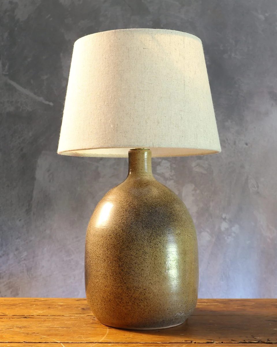 Mottled Brown Ceramic Table Lamp — Attributed to Roland Zobel