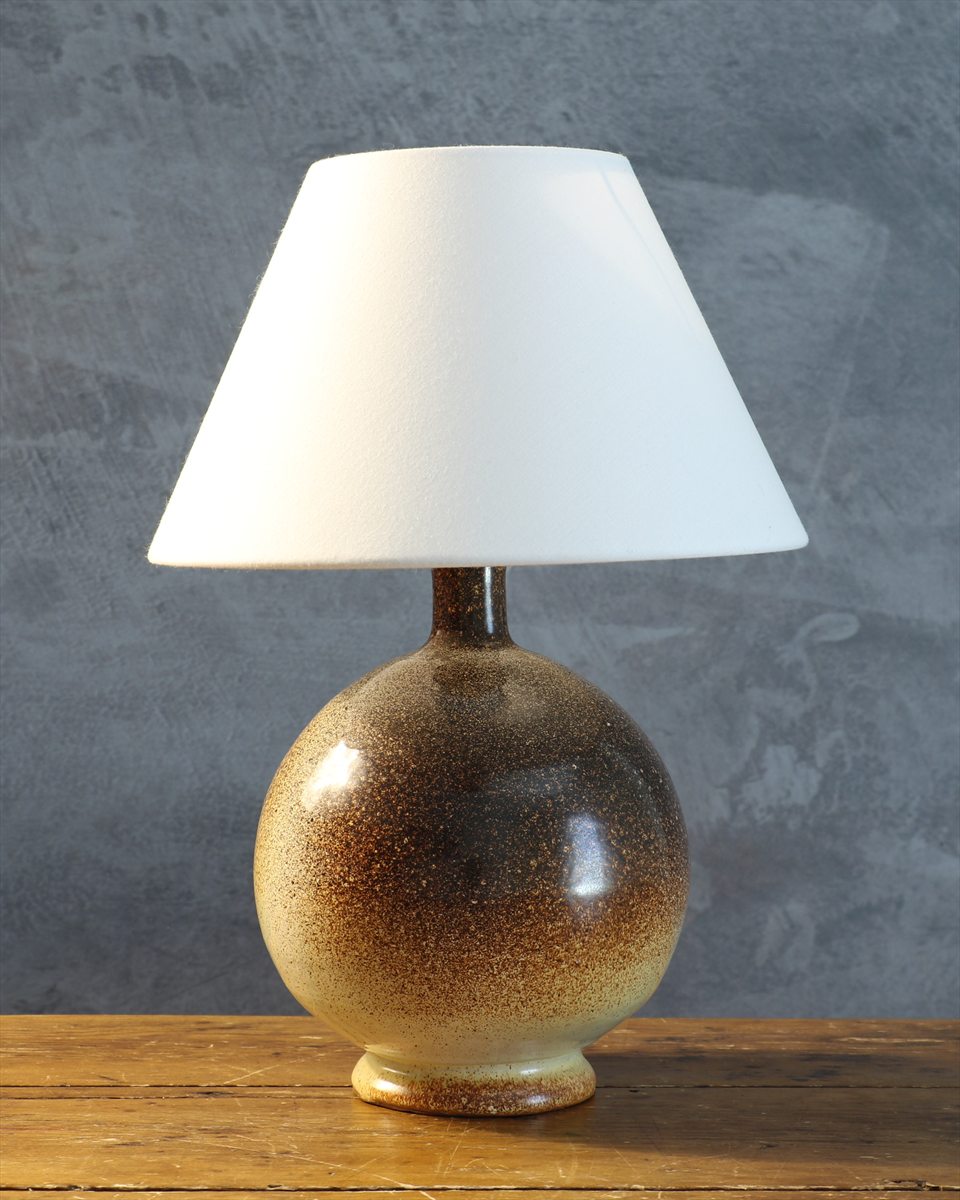 Speckled Ceramic Pedestal Table Lamp — Attributed to Roland Zobel