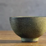 Moss Green Lava Glazed Footed Ceramic Bowl – photo 1