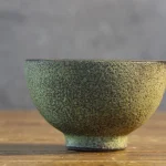 Moss Green Lava Glazed Footed Ceramic Bowl – photo 8