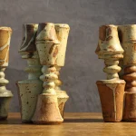 Set of Three Stoneware Double Candlesticks – photo 10