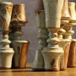 Set of Three Stoneware Double Candlesticks – photo 11