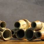 Set of Three Stoneware Double Candlesticks – photo 5