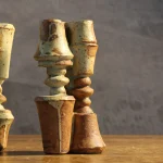 Set of Three Stoneware Double Candlesticks – photo 8