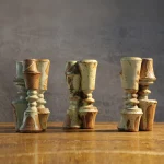 Set of Three Stoneware Double Candlesticks – photo 9