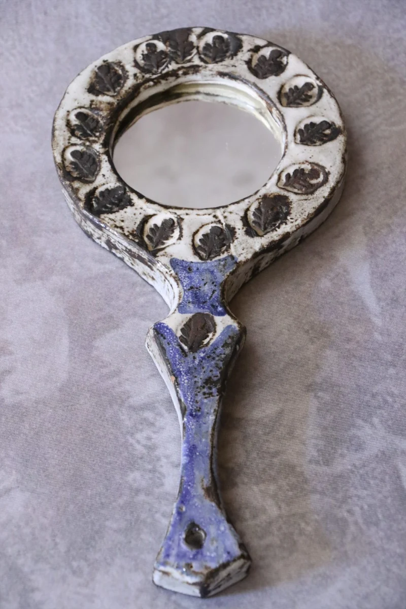 Mid-Century Modern Ceramic Hand Mirror — Boris Kassianoff
