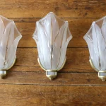 Set of Three Art Deco Icicle Glass and Brass Wall Lights – photo 4