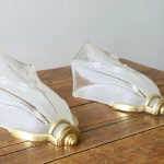 Set of Three Art Deco Icicle Glass and Brass Wall Lights – photo 6