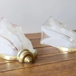 Set of Three Art Deco Icicle Glass and Brass Wall Lights – photo 8
