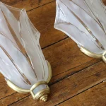 Set of Three Art Deco Icicle Glass and Brass Wall Lights – photo 9
