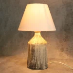 Incised Cream and Charcoal Ceramic Table Lamp – photo 12
