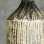Incised Cream and Charcoal Ceramic Table Lamp – photo 7