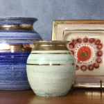 French Ceramic Green and Golden Vase – photo 1