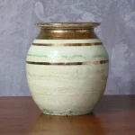 French Ceramic Green and Golden Vase – photo 3