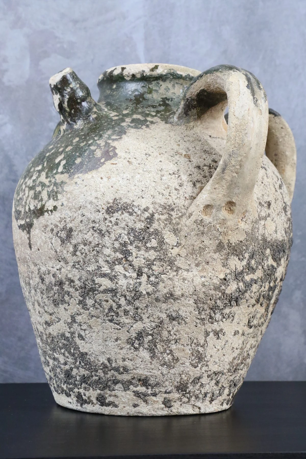 Glazed Terracotta Jar with Three Handles