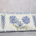 Blue Glazed Ceramic Cake Dish with Flowers – photo 2